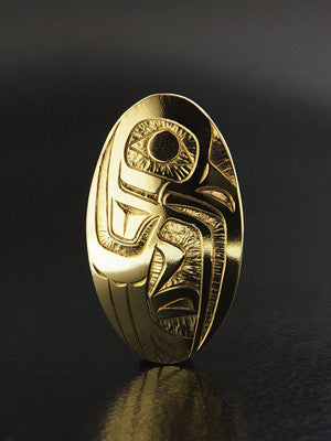 Raven with Broken Beak - 14k Yellow Gold Pendant