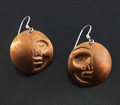 Moon - Repoussé Copper Earrings