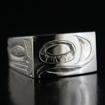 Eagle and Salmon - Silver Ring
