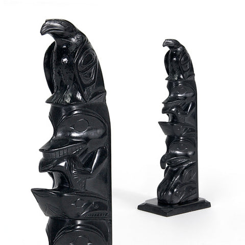 Eagle, Bear with Salmon, Thunderbird with Whale - Argillite Pole