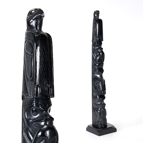 Eagle, Bear, Eagle, Shark, Whale - Argillite Pole