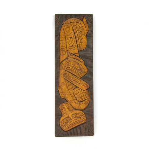 Raven, Whale, Shark - Yellow Cedar Panel