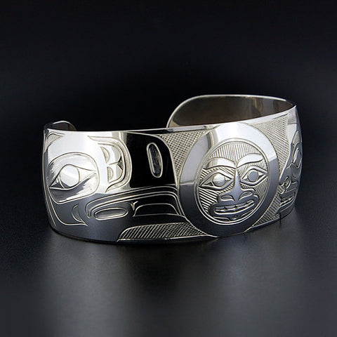 Raven, Moon and Human - Sterling Silver Bracelet