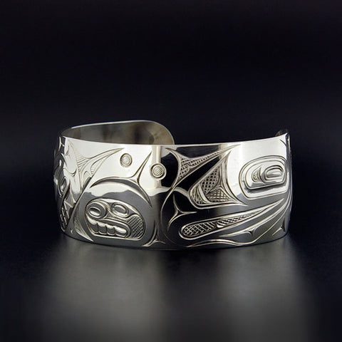 Killerwhale and Salmon - Sterling Silver Bracelet