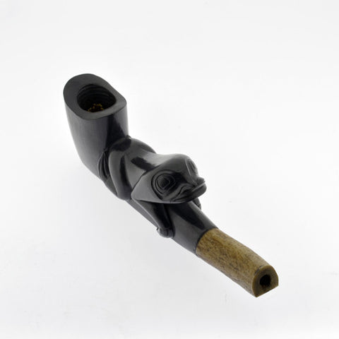 Frog - Argillite and Bone Pipe