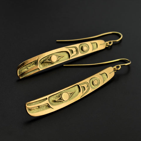 Raven Feather - 14k Gold Earrings