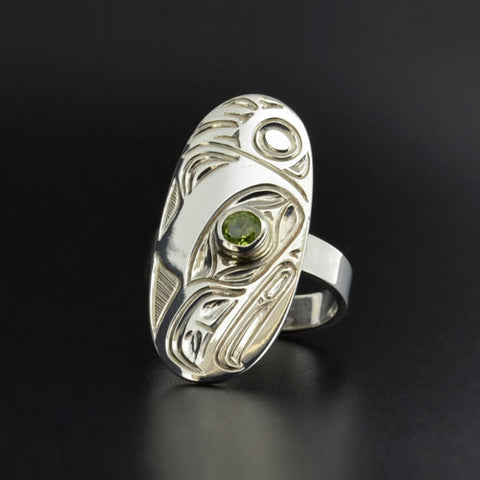 Eagle - Silver Ring with Peridot