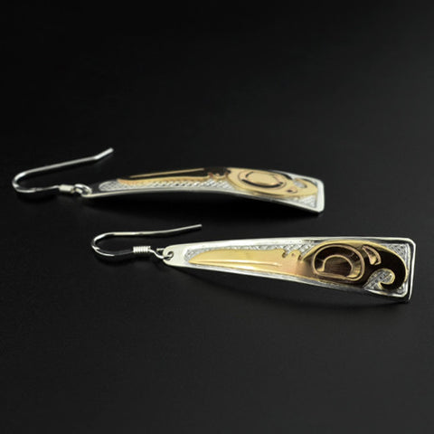 Hummingbird - Silver Earrings with 14k Gold