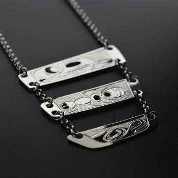 Eagle Skull, Ant, Life - Silver Necklace