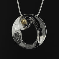 Fiddlehead Fern - Silver Pendant with 14k Gold