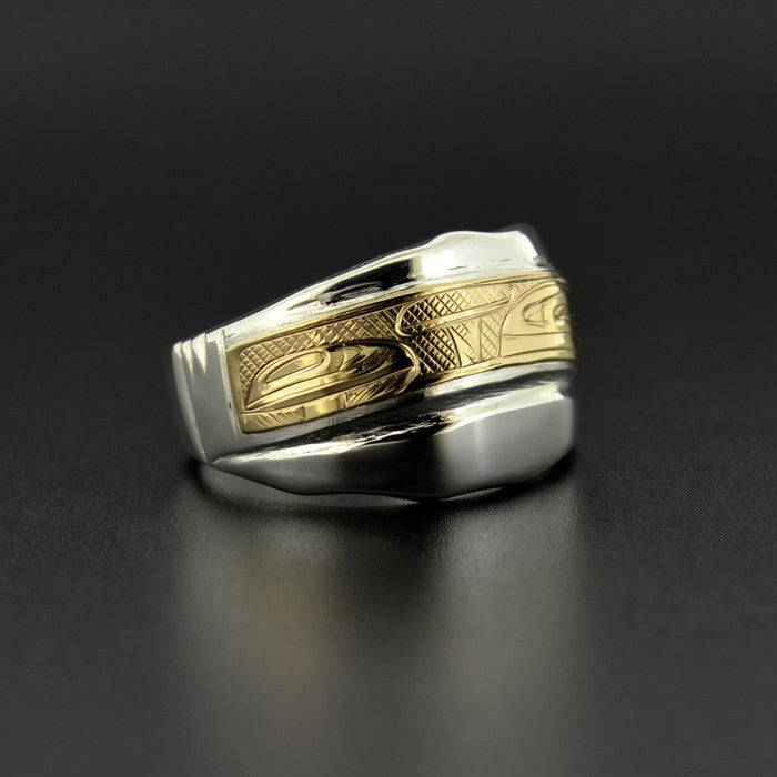 Layers of Sediment - Silver Ring with 14k Gold