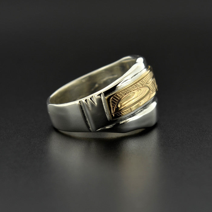Layers of Sediment - Silver Ring with 14k Gold