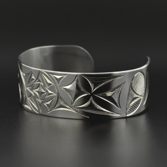 Flower and Frog Feet - Silver Bracelet