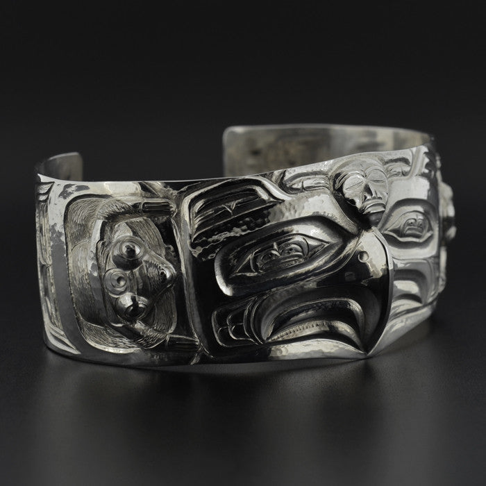 Eagle, Frog, Human - Repoussé Silver Bracelet