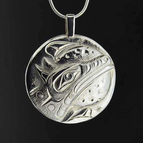 Wolf - Repoussé Silver Pendant