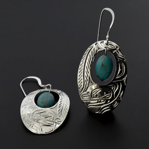 Squirrel - Silver Earrings with Turquoise