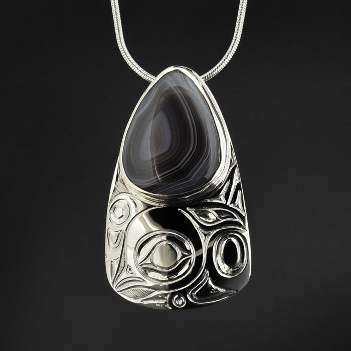 Little Birdy - Silver Pendant with Agate
